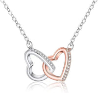 Collar de doble anillo de corazón bicolor